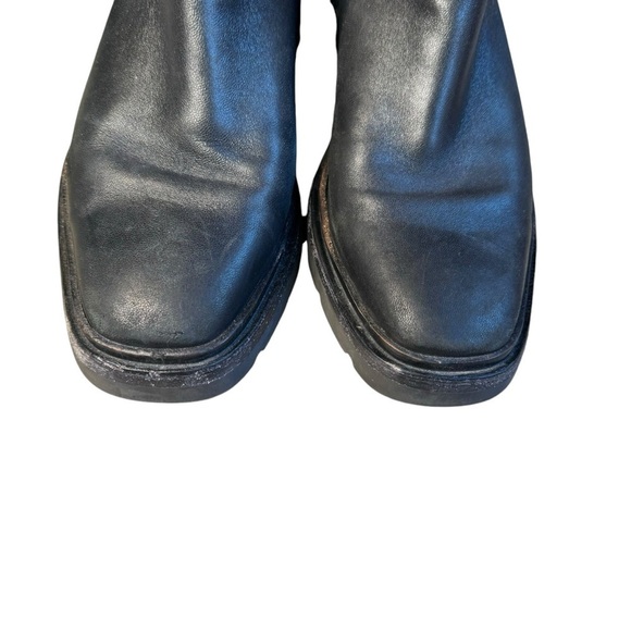 Vince Remi BLACK LEATHER CHUNKY Sole Water Repellant Zip Ankle Boot Bootie 7.5 - Picture 7 of 11